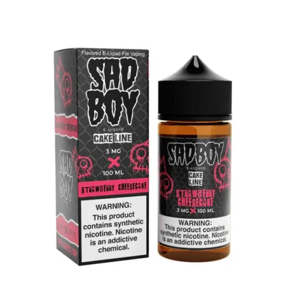 Sadboy Cake Line strawberry cheesecake bottle and box